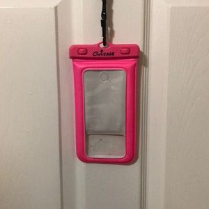 Calicase brand water proof phone case. Perfect for the beach. Pink w/carabiner.
